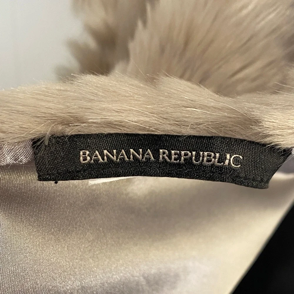 Banana Republic Faux Fur Scarf | Taupe Beige | Satin Lined | 48” Luxury Wrap